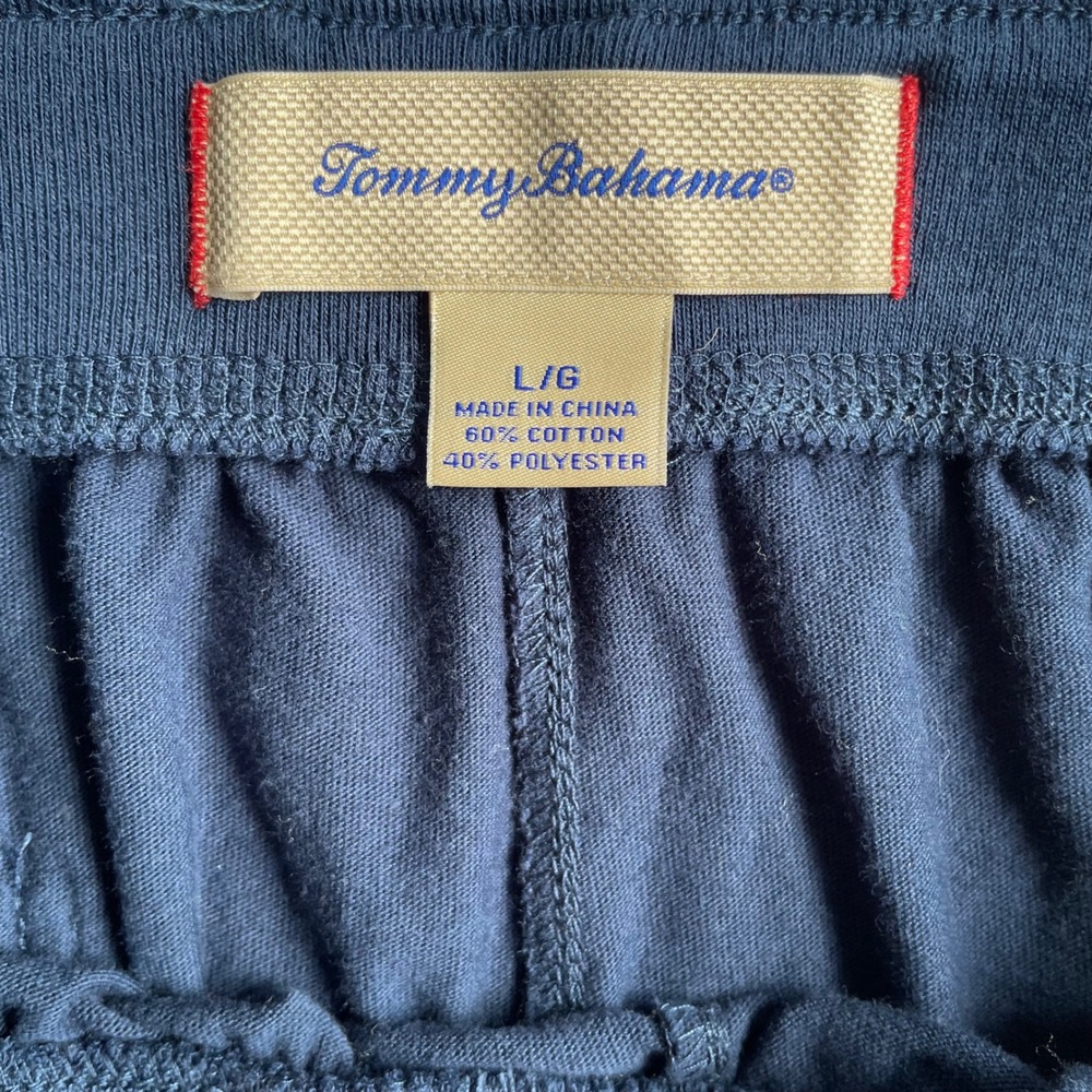 Tommy Bahama Men's Navy Blue Lounge Pants Size L G Cotton Polyester Drawstring - Picture 3 of 9